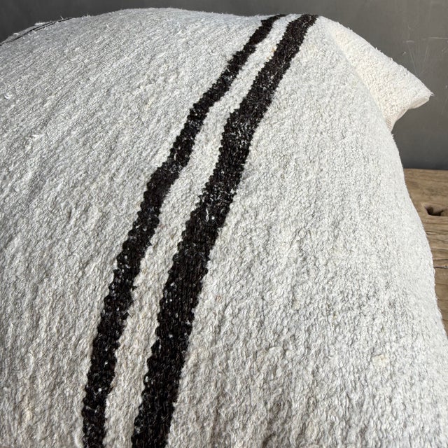 Vintage Rug Pillow Cover With Stripes For Sale - Image 4 of 7