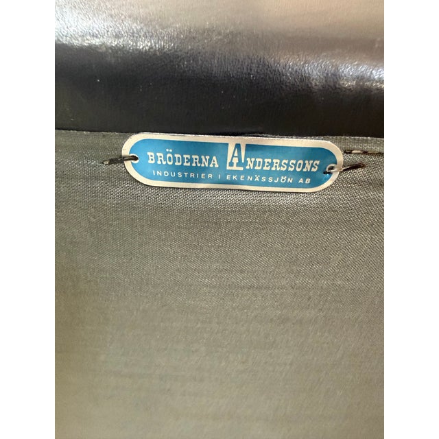 1960s Mid Century Bröderna Andersson Swedish Rosewood and Black Leather Lounge Chair For Sale - Image 9 of 12