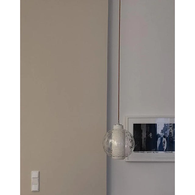 Glass Vintage Dining Table Lamp in Opal Glass & Clear Glass from Peil & Putzler, 1970s For Sale - Image 7 of 8