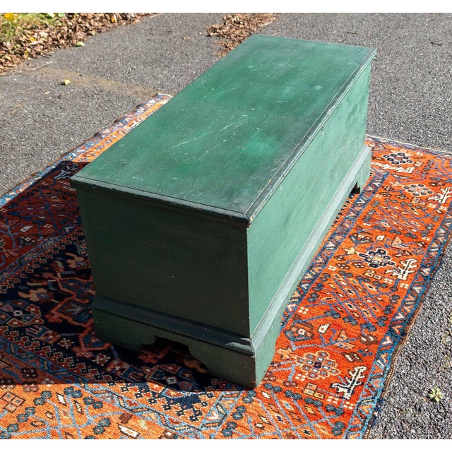 19th Century American New England Pine Blanket Chest in Old Green Paint For Sale - Image 10 of 18