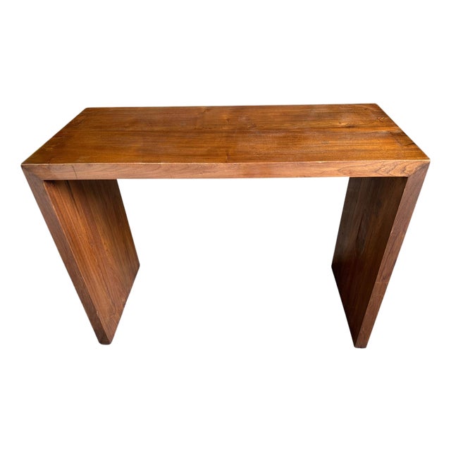 Andrianna Shamaris Minimalist Teak Wood Console Table For Sale