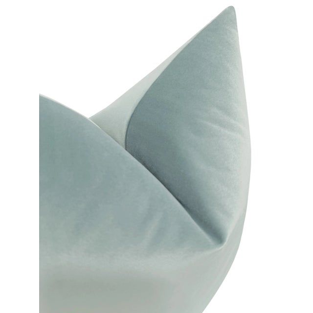22" Cerulean Royal Velvet Pillows - a Pair For Sale - Image 4 of 4