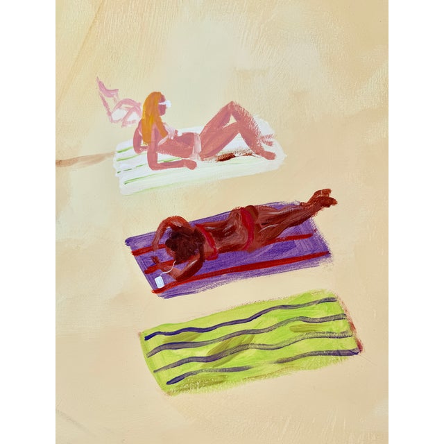 Yellow "Enjoying the Beach" Acrylic on Canvas by Joe Davis '08 For Sale - Image 8 of 11