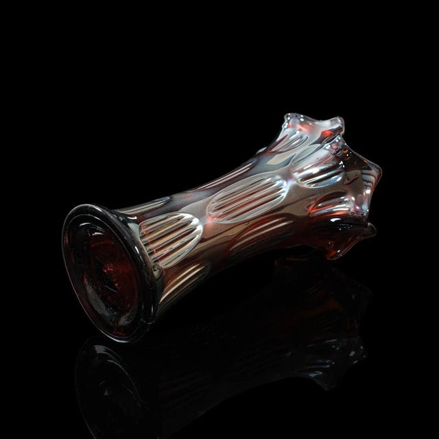 Circa 1940 Small Vintage Decorative English Carnival Glass Flower Vase For Sale - Image 12 of 13