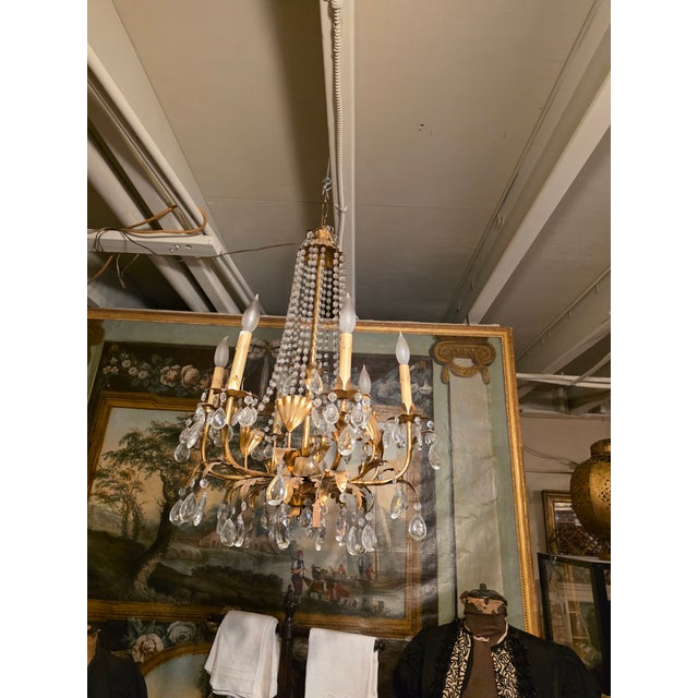 Italian Italian Gilt Metal Chandelier For Sale - Image 3 of 8