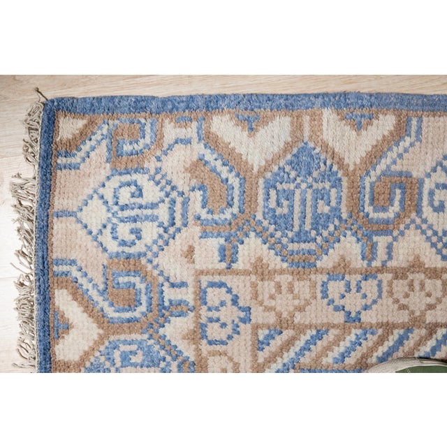 6x9 Traditional Blue Geometric Medallion Modern Hand Knotted Wool Carpet Rug For Sale In New York - Image 6 of 8