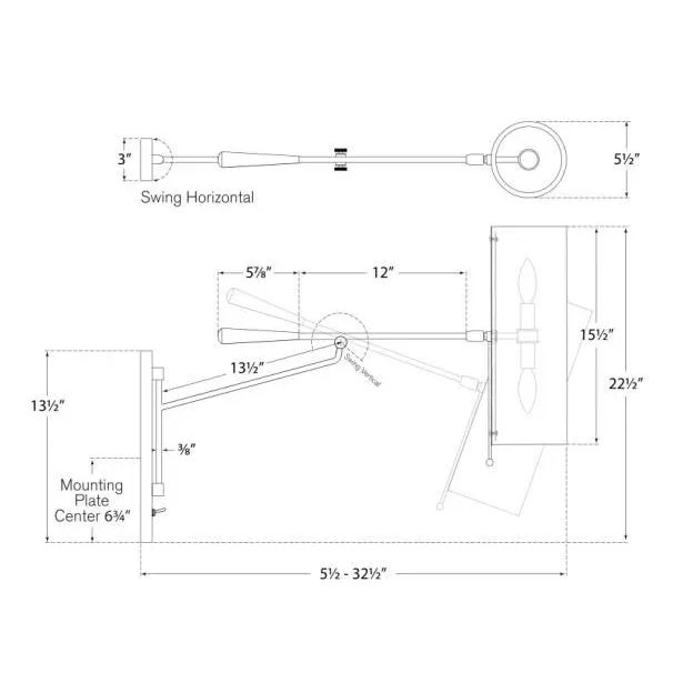 Modern AERIN for Visual Comfort Signature Frankfort Articulating Wall Light in Black & Hand-Rubbed Antique Brass Accents with Linen Shade For Sale - Image 3 of 3