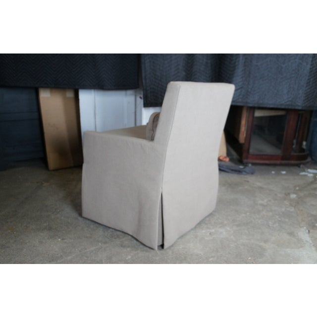 Restoration Hardware 6 Restoration Hardware Modern Low Belgian Track Arm Slipcovered Dining Armchairs For Sale - Image 4 of 13