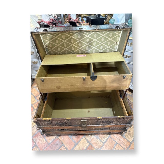 Antique Trunk Designed With Letters. For Sale - Image 4 of 6