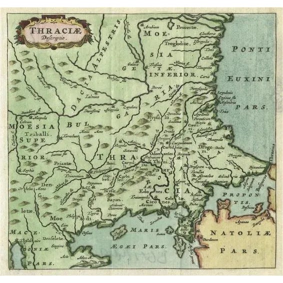 17th Century Map of Thrace or Thrake in Southeast Europe by Aeg, 1685 For Sale - Image 5 of 5