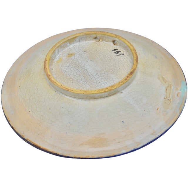Ceramic Late 19th Century Blue & Orange Patterned Moorish Ceramic Plate For Sale - Image 7 of 8