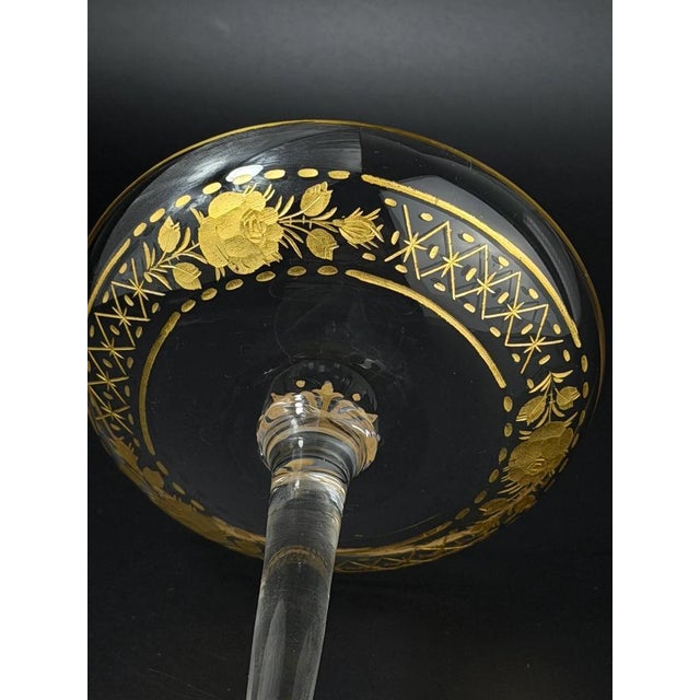 Antique Gilt Decorated Art Glass Goblet, 1890s For Sale - Image 4 of 10