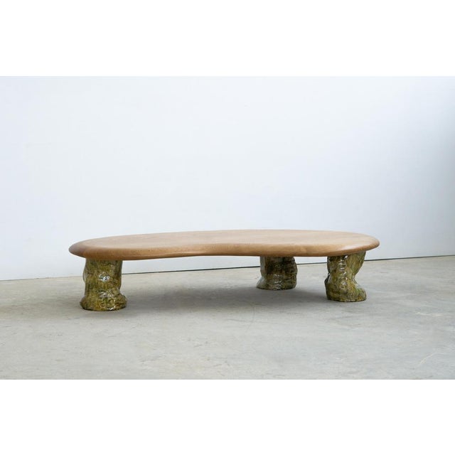 White Oak and Glazed Ceramic Coffee Table by Alexander Knysch For Sale - Image 11 of 15