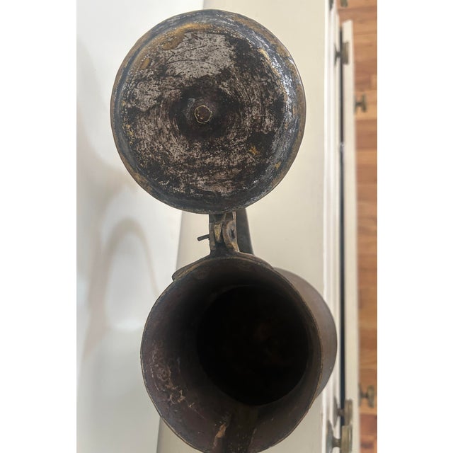 Mid 19th Century Antique 19th Century Middle Eastern Dallah Arabic Brass Coffee Pot For Sale - Image 5 of 11