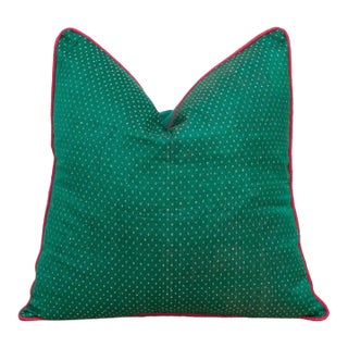 Champa Green Dotted Ahir Handloom Pillow For Sale
