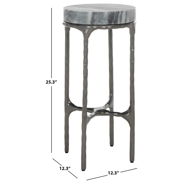 Industrial Castiel Hammered Side Table in Grey Marble For Sale - Image 3 of 8