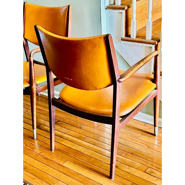 Pair of Stow and Davis Mid -Century Walnut and Brass Chairs For Sale In New York - Image 6 of 9