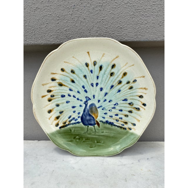 Late 19th Century 19th Century Majolica Peacock Plate Choisy Le Roi For Sale - Image 5 of 5