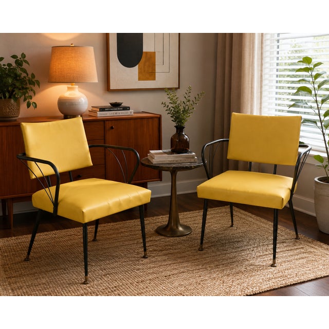 Mid-Century Modern Pair of Vintage Viko Mid-Century Modern Mustard Yellow Armchairs, Circa 1975 For Sale - Image 3 of 13