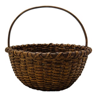 Petite Primitive Splint Basket - Early American For Sale