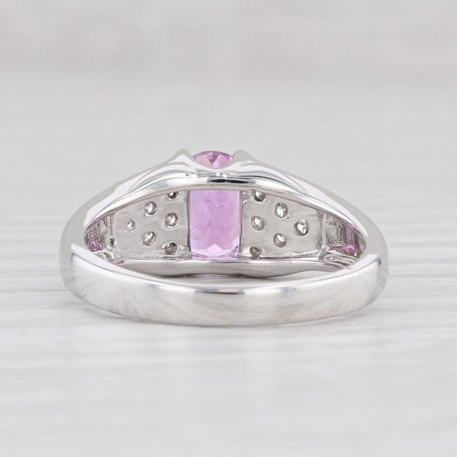 1.69ctw Oval Pink Kunzite Diamond Ring 14k White Gold Size 7.25 For Sale - Image 4 of 8