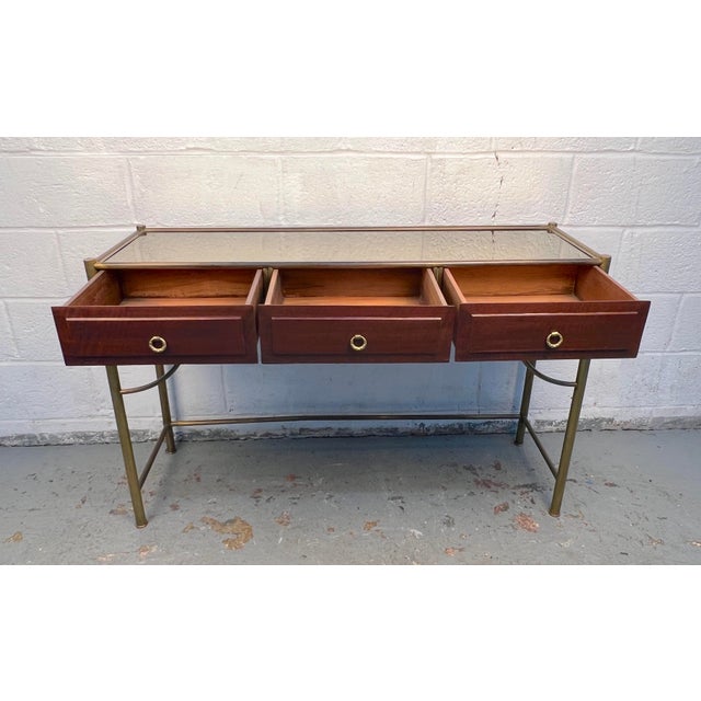 Mid-Century Modern Mirrored Top Console Table For Sale - Image 4 of 6