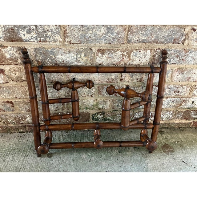 Brown Late 19th Century French Faux Bamboo Wall Mounted Coat Rack For Sale - Image 8 of 18