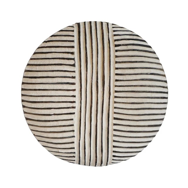 Vintage Round Black & White African Zulu Shield Wall Object For Sale - Image 4 of 4