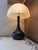 Art Deco Pleated Petal Pattern Black & White Ambiance Table Lamp For Sale - Image 3 of 6