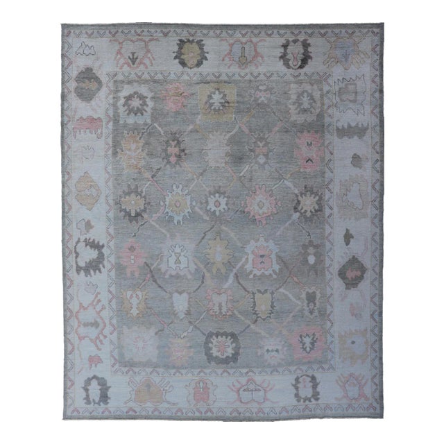 Turkish Oushak Rug Medallion Design by Keivan Woven Arts, 9' X 11'9 For Sale