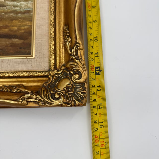 Linen Antique Italian Mother & Child Beach Scene Oil Painting, Salvaged Fragment For Sale - Image 8 of 12