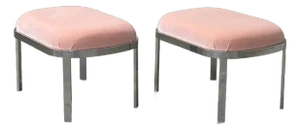 1970s Large Chrome Stools or Ottomans Attributed to Milo Baughman- A Pair