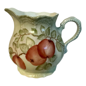 Antique Victorian Hand Painted Porcelain Apple Cider Jug Pitcher
