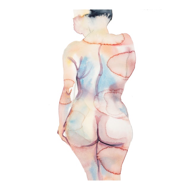 "Nude No. 122" Contemporary Original Nude Figure Watercolor Painting by Elizabeth Becker For Sale