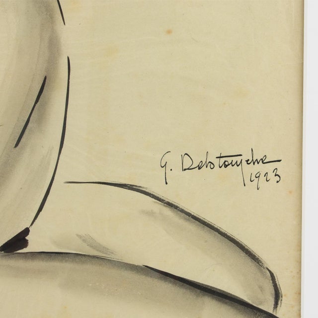 Modern Female Nude Study Black Pencil Drawing by G. Debotoiyche, 1923 For Sale - Image 3 of 15