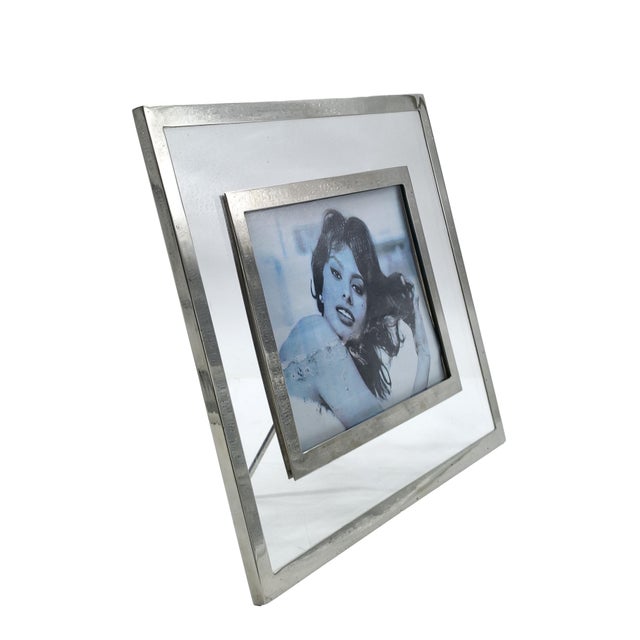 Mid-Century Modern Acrylic Glass and Nickel-Plated Brass Photo Frame from Gabriella Crespi, Italy For Sale - Image 3 of 14