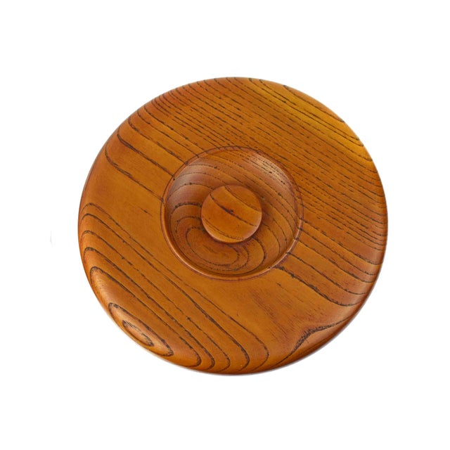 Mid 20th Century Handmade Japanese Zelkova Wood Large Rice Container Lidded Bowl With Tray For Sale - Image 12 of 14