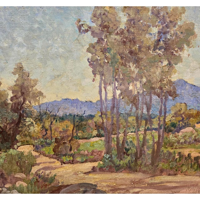 Textile Charles Fries -Plein Air Landscape in Alpine Near San Diego -1927 Oil Painting For Sale - Image 7 of 11