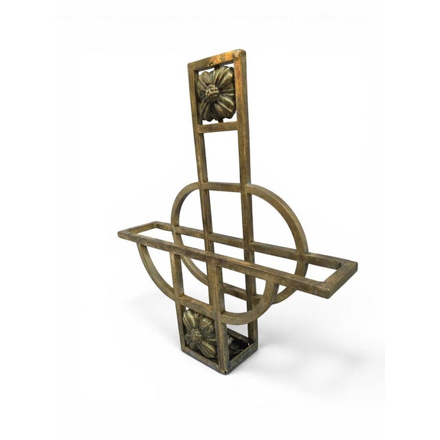 Art Nouveau Gilt Brass Wall-Mounted Magazine Rack, 1910 For Sale - Image 11 of 13