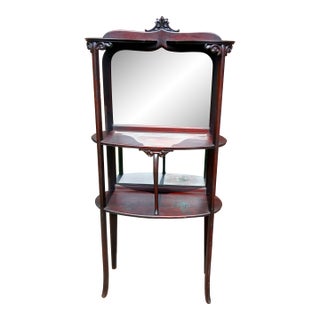 Antique Victorian Mahogany Etagere 3 Tiers With Mirrors 1910 For Sale