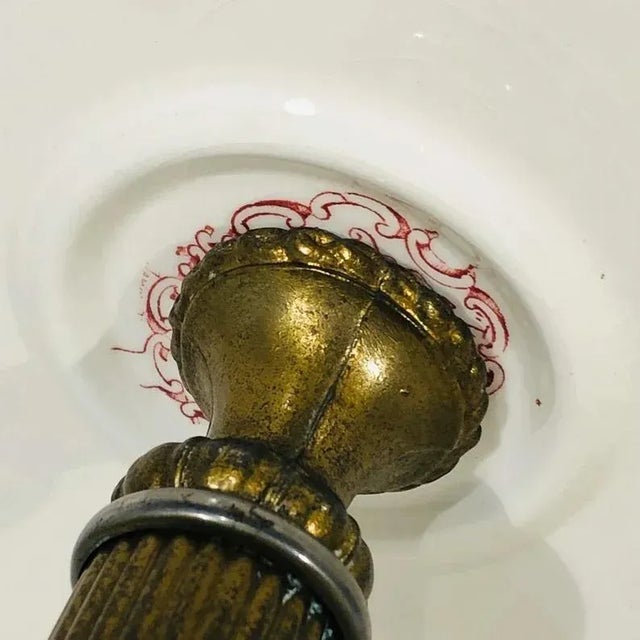 Metal Large 19th Century Antique Compote Tazza on Brass Base For Sale - Image 7 of 11