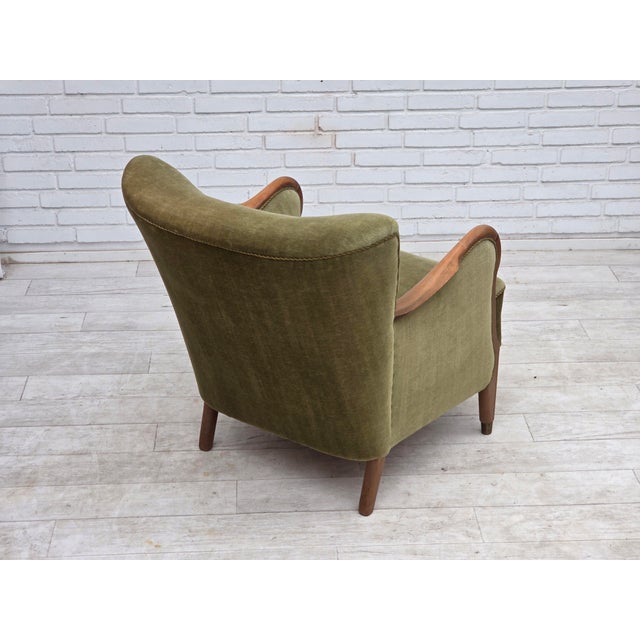 Danish Beech Armchair with Velour Upholstery, 1960s For Sale - Image 10 of 18