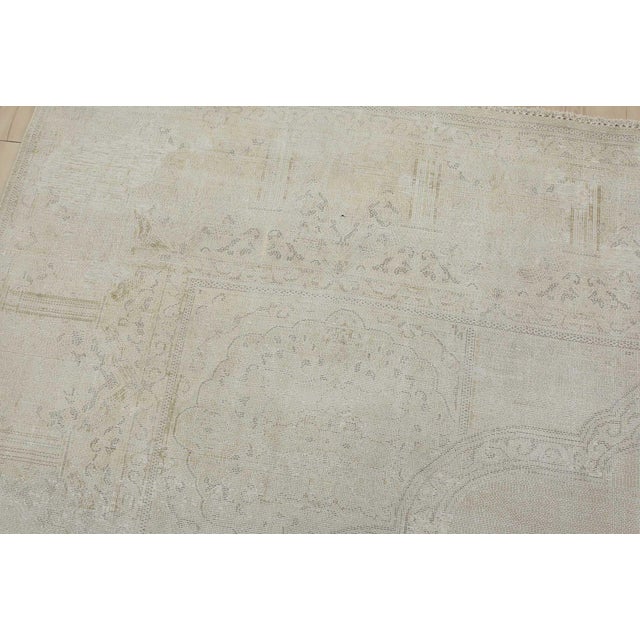 Textile Kerman Rug 9’5” X 12′ Ivory Wool Vintage Distressed Hand-Knotted Carpet For Sale - Image 7 of 15