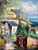 Mid- Century Framed Vintage Mediterranean Coastal Village Oil Painting For Sale In New York - Image 6 of 18
