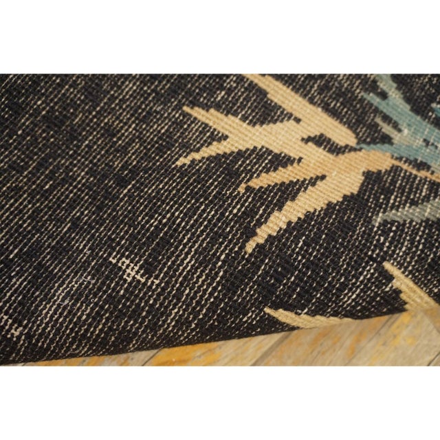 1920s Black Open Field Antique Artistic Art Deco Bamboo Design Chinese Oval Rug For Sale - Image 4 of 10