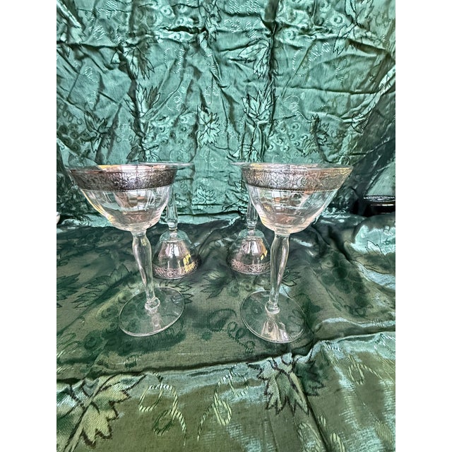 1930s Art Deco Beautiful Crystal Stand Wine Glasses - 4pcs For Sale - Image 4 of 6