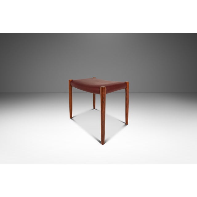 Mid-Century Modern Danish Modern Model 77a Ottoman in Teak & Leather by Niels Otto Møller for j.l. Møller Mobelfabrik, Denmark, C. 1960's For Sale - Image 3 of 18