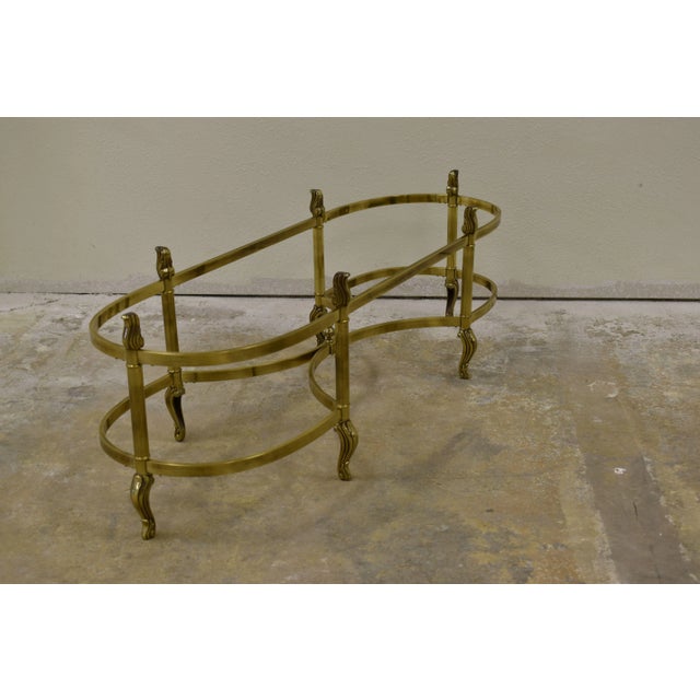 1960s La Barge Neoclassical Brass and Glass Hooved Feet Coffee Table, Circa 1960s For Sale - Image 5 of 7