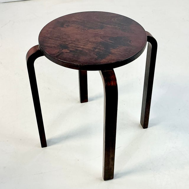 1980s 1980s Vintage Danish Modern “Dot” Tripod Bentwood Stool or Drinks Table After Arne Jacobsen. For Sale - Image 5 of 10