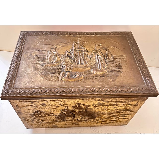 Vintage Storage Box With Ship Motifs For Sale - Image 4 of 10